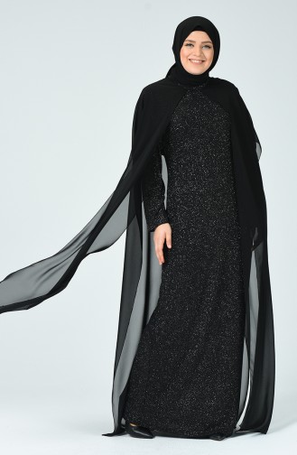 Black Hijab Evening Dress 6287-04