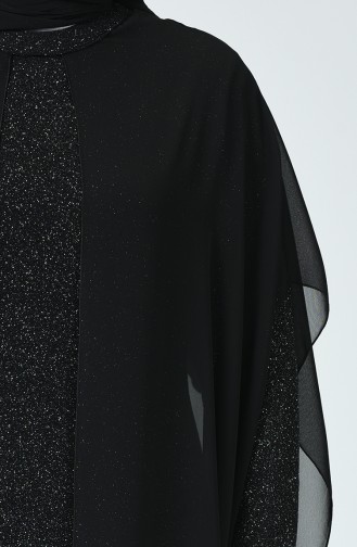 Robe de Soirée à Paillettes Grande Taille 6287-04 Noir Argent 6287-04