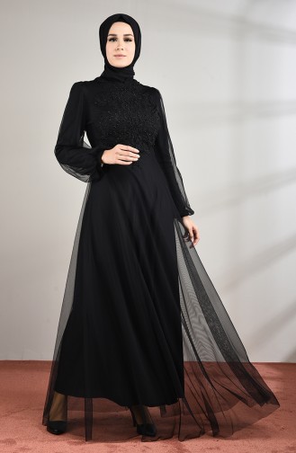 Robe de Soirée en Tulle 5217-02 Noir 5217-02