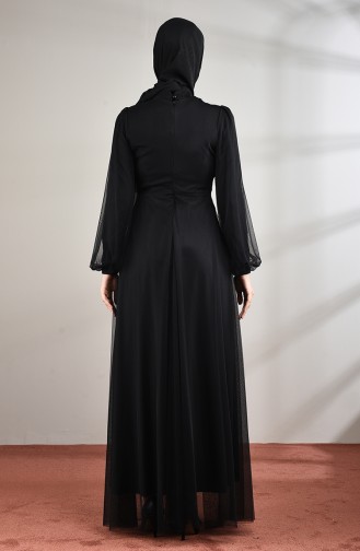 Black Hijab Evening Dress 5217-02