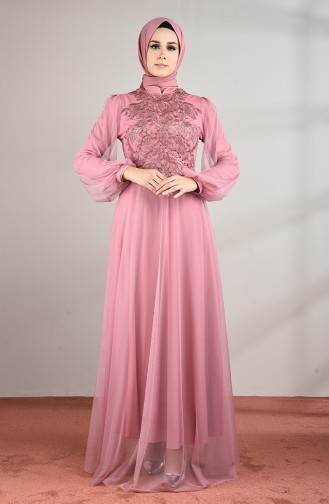 Dusty Rose Hijab Evening Dress 5217-03