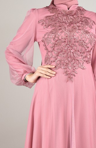 Dusty Rose Hijab Evening Dress 5217-03
