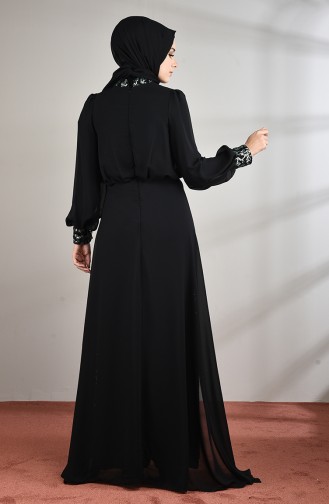 Pailletten Abendkleid 5230-01 Schwarz Grün 5230-01