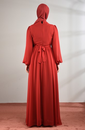 Claret Red Hijab Evening Dress 5233-01