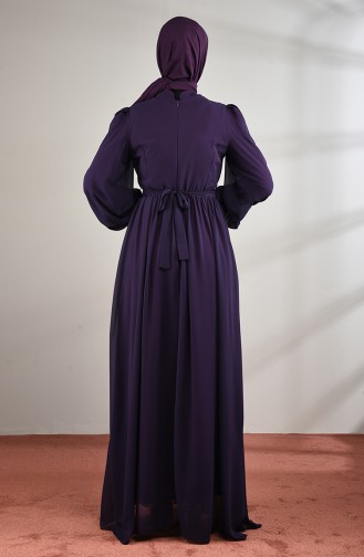 Purple Hijab Evening Dress 5233-02