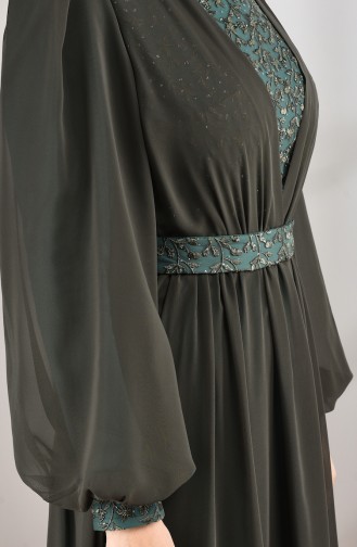 Chiffon Abendkleid mit Spitzen-detailliert 5233-04 Khaki 5233-04