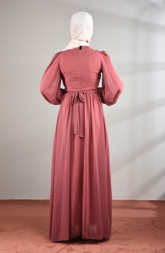 Dusty Rose Hijab Evening Dress 5233-05