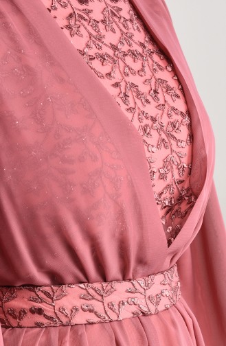 Dusty Rose Hijab Evening Dress 5233-05