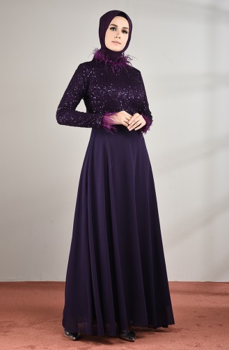 Feather Evening Dress Purple 5237-04