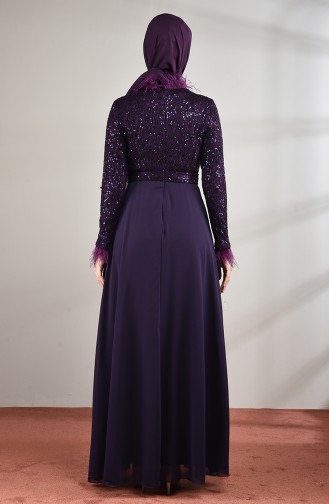 Purple Hijab Evening Dress 5237-04