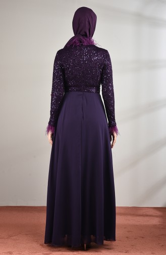 Feather Evening Dress Purple 5237-04