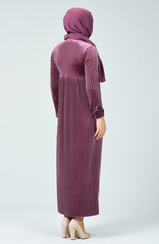 Kleid aus Samt mit Plissee 1977-01 Puder Rosa 1977-01