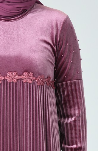 Pleated Velvet Dress Rose Dried 1977-01