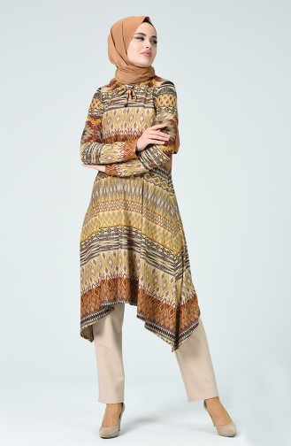 Patterned Tunic Brown Tobacco Brown 1338-01