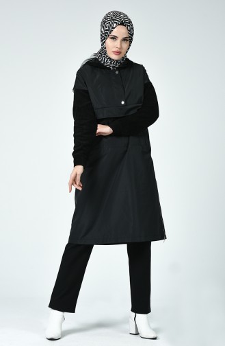 Zipper Detailed Raincoat Black 35979-01