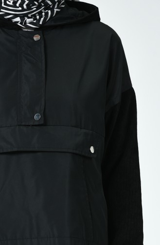 Zipper Detailed Raincoat Black 35979-01