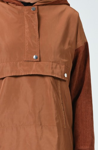 Zipper Detailed Raincoat Brown Tobacco 35979-04