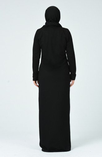 Grosse Grösse Bedrucktes Abaya 9673-01 Schwarz 9673-01