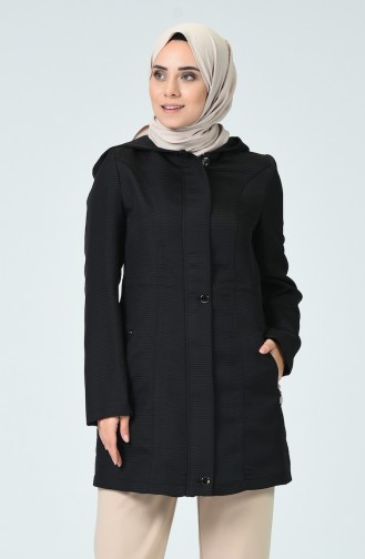 Manteau Court à Capuche 0757-01 Noir 0757-01