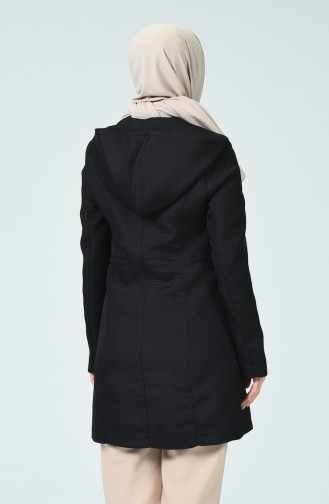 Manteau Court à Capuche 0757-01 Noir 0757-01