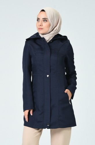 Manteau Court à Capuche 0757-04 Bleu Marine 0757-04