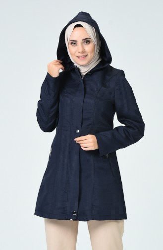 Manteau Court à Capuche 0757-04 Bleu Marine 0757-04