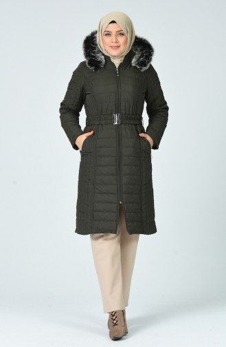 Quilted Coat with Belt 0812-03 Khaki 0812-03