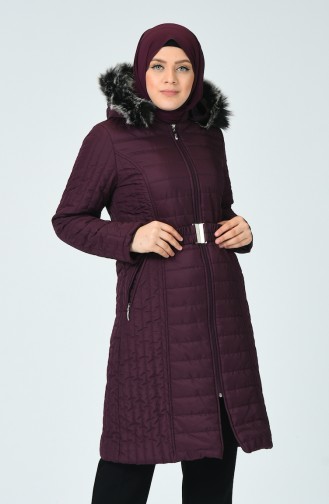 Quilted Coat with Belt 0812-04 Damson 0812-04