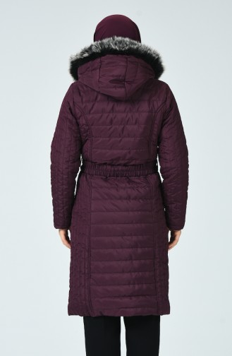 Quilted Coat with Belt 0812-04 Damson 0812-04