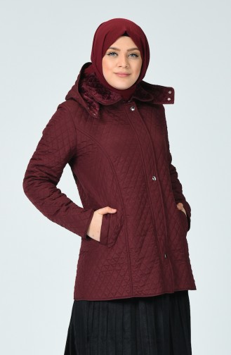 Plus Size Patterned quilted Coat 1060-05 Plum 1060-05