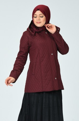 Plus Size Patterned quilted Coat 1060-05 Plum 1060-05
