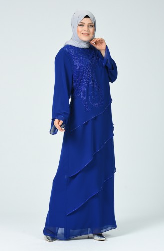 Saks-Blau Hijab-Abendkleider 6288-01