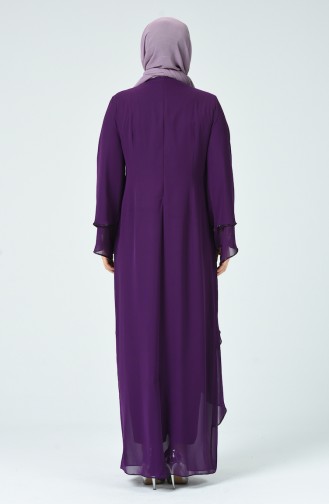 Plum Hijab Evening Dress 6288-02