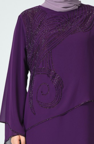 Plum Hijab Evening Dress 6288-02