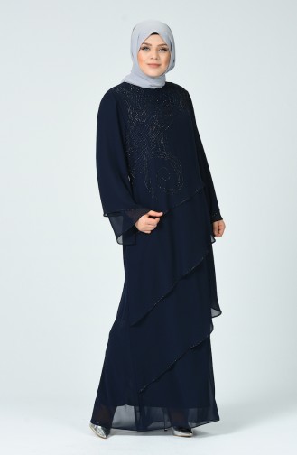 Dunkelblau Hijab-Abendkleider 6288-03