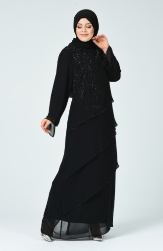 Black Hijab Evening Dress 6288-04