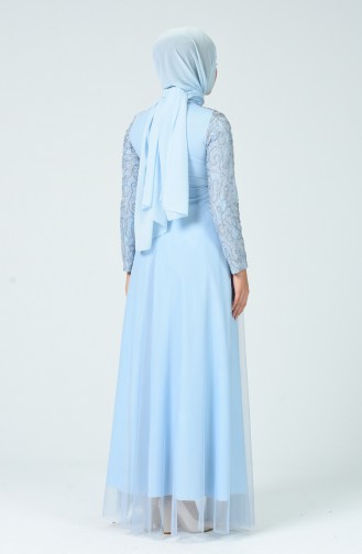 Baby Blue Hijab Evening Dress 5218-05