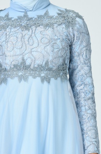 Robe de Soirée à Dentelle 5218-05 Bleu Bébé 5218-05