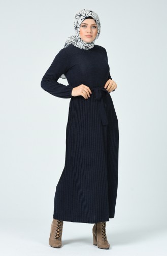 Navy Blue Hijab Dress 6016-01