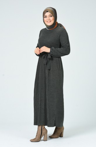 Khaki Hijab Dress 6016-05