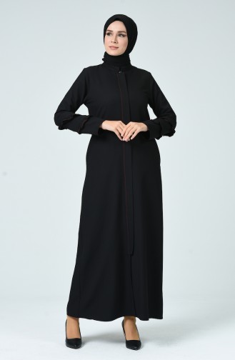 Abaya Manches à Froufrous  0261-01 Noir 0261-01