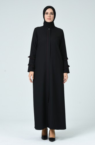 Abaya Manches à Froufrous 0261-01 Noir 0261-01