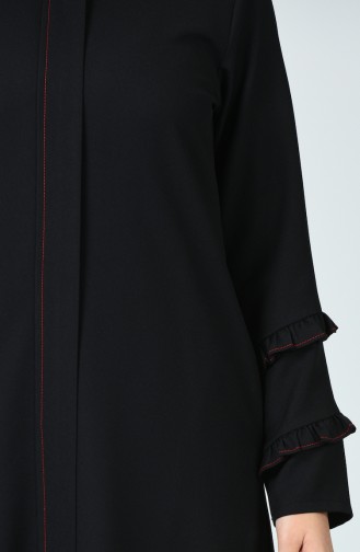 Abaya Manches à Froufrous  0261-01 Noir 0261-01