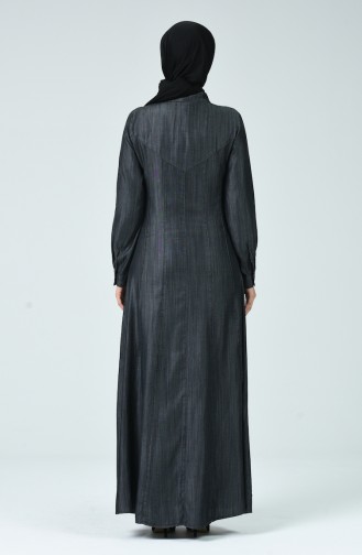 Abaya Detaillé de Pierre 9175A-01 Gris 9175A-01