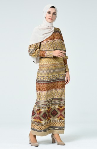 Tan Hijab Dress 1334-01