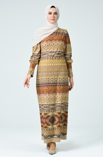Patterned Suede Dress 1334-01 Tobacco 1334-01