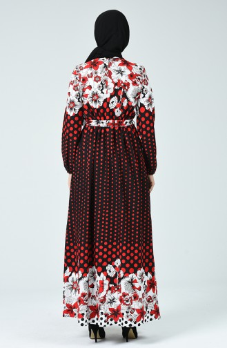 Red Hijab Dress 7058-01