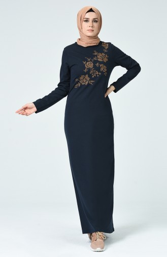Navy Blue Hijab Dress 3115-01