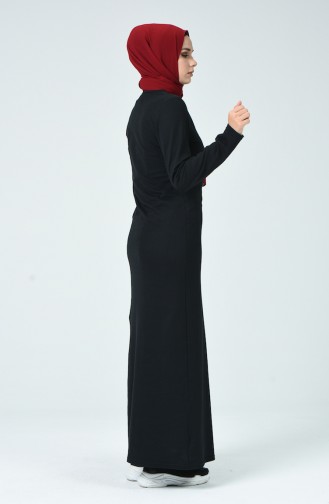 Schwarz Hijab Kleider 3115-02
