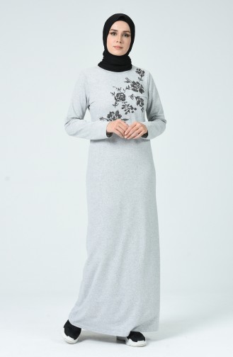 Grau Hijab Kleider 3115-06